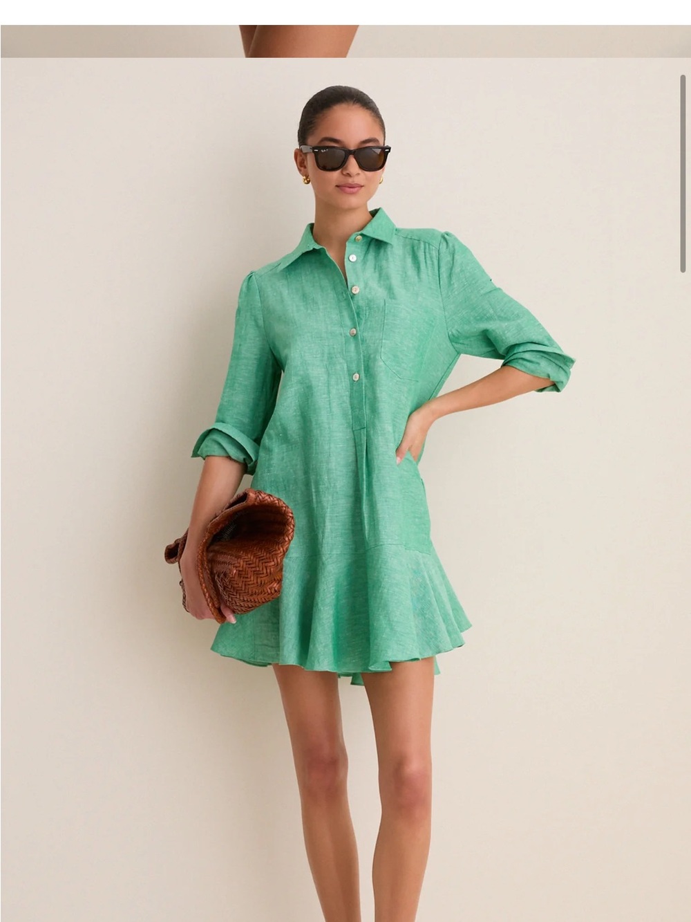Tuckernuck Callahan Linen Shirt Dress- green
